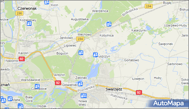 mapa Gruszczyn gmina Swarzędz, Gruszczyn gmina Swarzędz na mapie Targeo