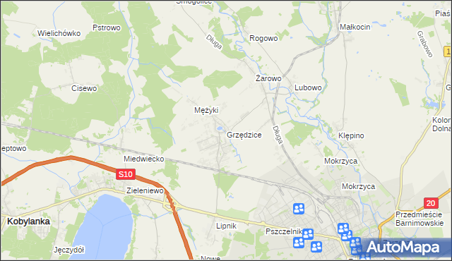 mapa Grzędzice, Grzędzice na mapie Targeo