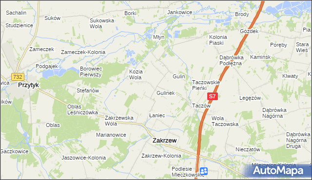 mapa Gulinek, Gulinek na mapie Targeo