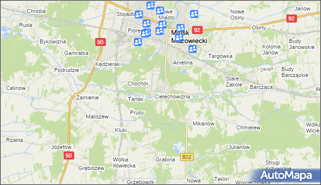 mapa Huta Mińska, Huta Mińska na mapie Targeo