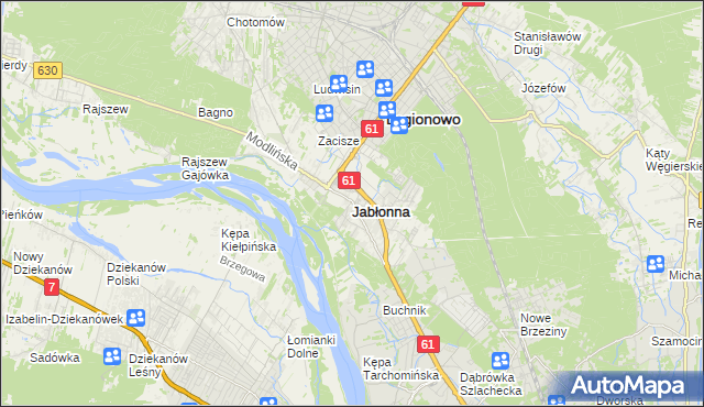 mapa Jabłonna powiat legionowski, Jabłonna powiat legionowski na mapie Targeo