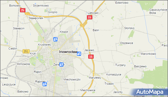 mapa Jacewo, Jacewo na mapie Targeo