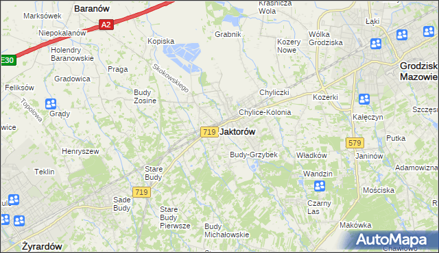 mapa Jaktorów, Jaktorów na mapie Targeo