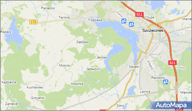 mapa Janowo gmina Szczecinek, Janowo gmina Szczecinek na mapie Targeo