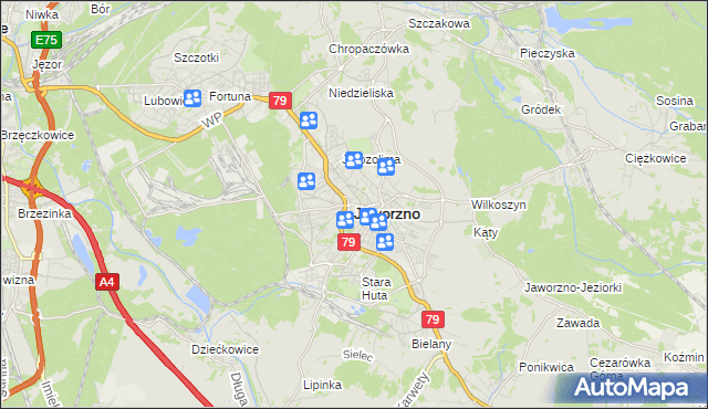 mapa Jaworzno, Jaworzno na mapie Targeo