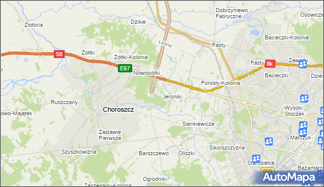 mapa Jeroniki, Jeroniki na mapie Targeo