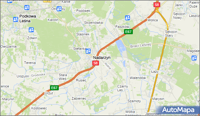 mapa Kajetany, Kajetany na mapie Targeo