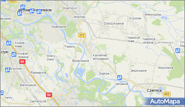 mapa Kamieniec Wrocławski, Kamieniec Wrocławski na mapie Targeo