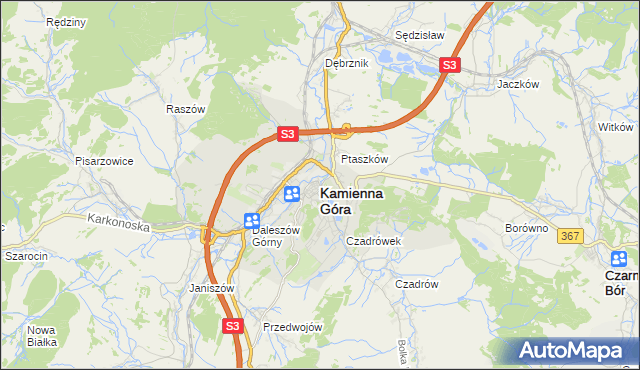 mapa Kamienna Góra, Kamienna Góra na mapie Targeo