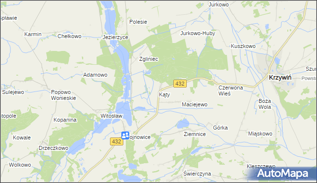 mapa Kąty gmina Osieczna, Kąty gmina Osieczna na mapie Targeo