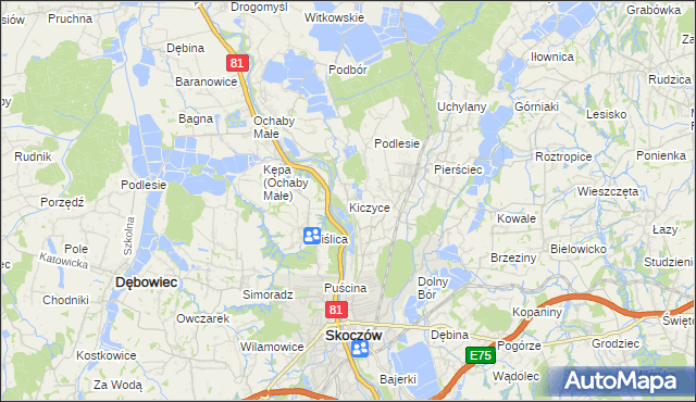 mapa Kiczyce, Kiczyce na mapie Targeo