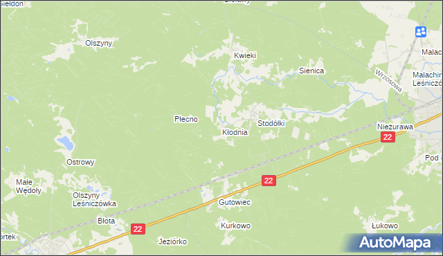 mapa Kłodnia gmina Czersk, Kłodnia gmina Czersk na mapie Targeo