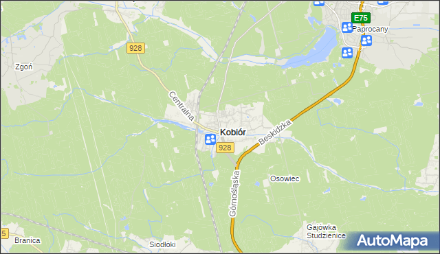 mapa Kobiór, Kobiór na mapie Targeo