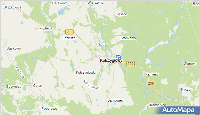 mapa Kołczygłowy, Kołczygłowy na mapie Targeo