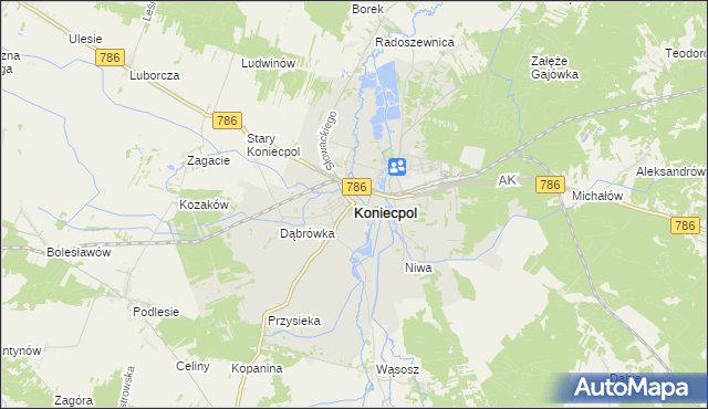 mapa Koniecpol, Koniecpol na mapie Targeo