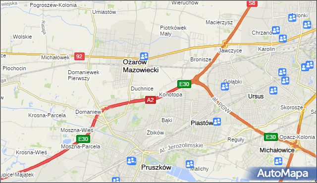 mapa Konotopa gmina Ożarów Mazowiecki, Konotopa gmina Ożarów Mazowiecki na mapie Targeo