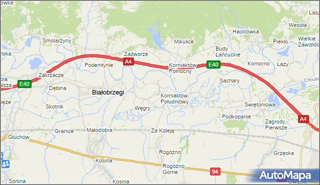 mapa Korniaktów Południowy, Korniaktów Południowy na mapie Targeo