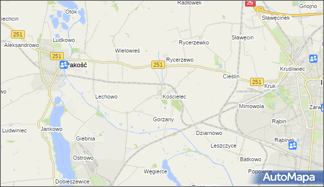mapa Kościelec gmina Pakość, Kościelec gmina Pakość na mapie Targeo