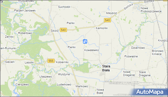 mapa Kowalewko gmina Stara Biała, Kowalewko gmina Stara Biała na mapie Targeo
