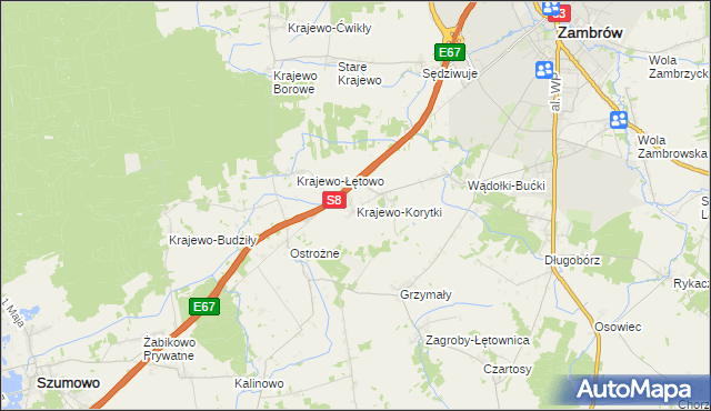 mapa Krajewo-Korytki, Krajewo-Korytki na mapie Targeo