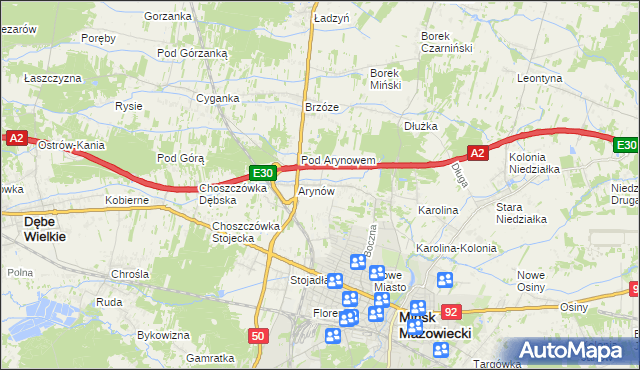 mapa Królewiec gmina Mińsk Mazowiecki, Królewiec gmina Mińsk Mazowiecki na mapie Targeo