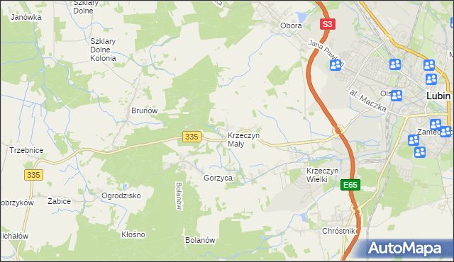 mapa Krzeczyn Mały, Krzeczyn Mały na mapie Targeo