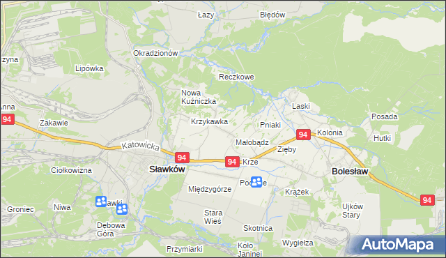 mapa Krzykawa, Krzykawa na mapie Targeo
