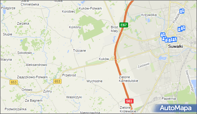 mapa Kuków gmina Suwałki, Kuków gmina Suwałki na mapie Targeo