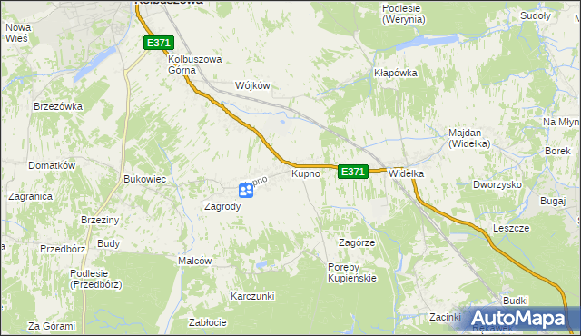 mapa Kupno gmina Kolbuszowa, Kupno gmina Kolbuszowa na mapie Targeo