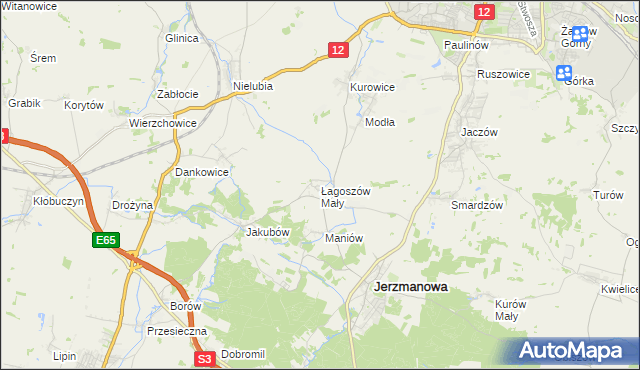 mapa Łagoszów Mały, Łagoszów Mały na mapie Targeo