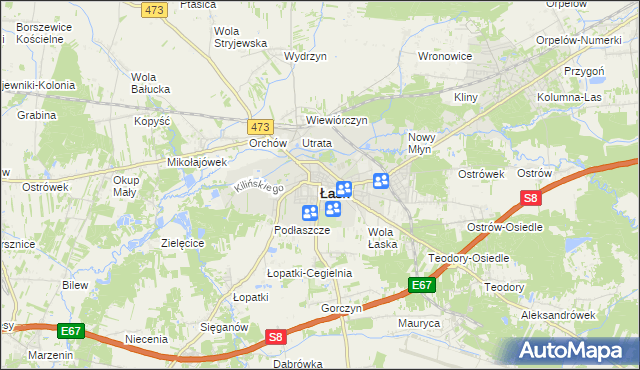 mapa Łask, Łask na mapie Targeo