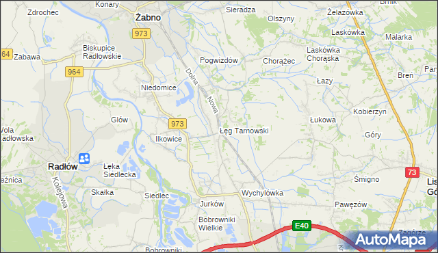 mapa Łęg Tarnowski, Łęg Tarnowski na mapie Targeo