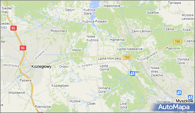 mapa Lgota-Mokrzesz, Lgota-Mokrzesz na mapie Targeo