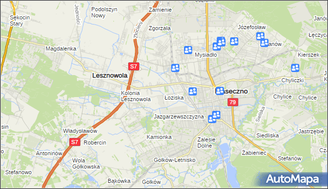 mapa Łoziska, Łoziska na mapie Targeo