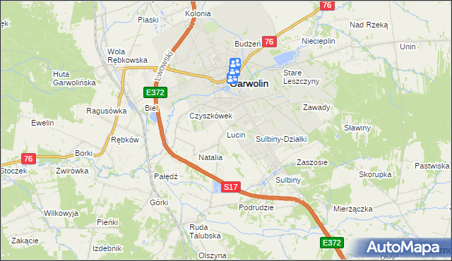 mapa Lucin gmina Garwolin, Lucin gmina Garwolin na mapie Targeo