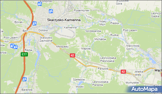 mapa Majków, Majków na mapie Targeo