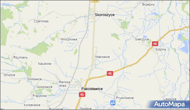 mapa Makowice gmina Skoroszyce, Makowice gmina Skoroszyce na mapie Targeo