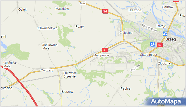 mapa Małujowice, Małujowice na mapie Targeo