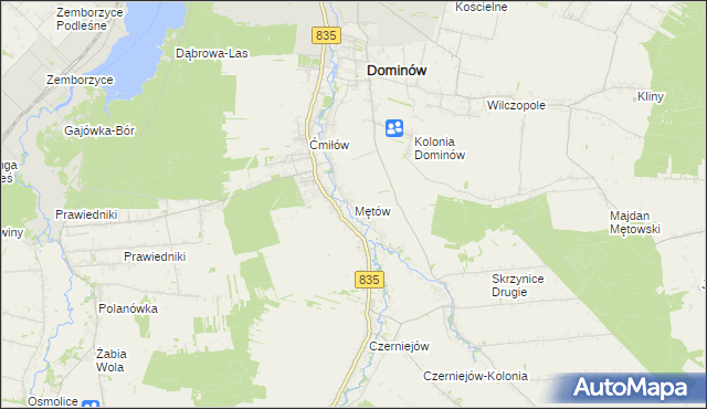 mapa Mętów, Mętów na mapie Targeo