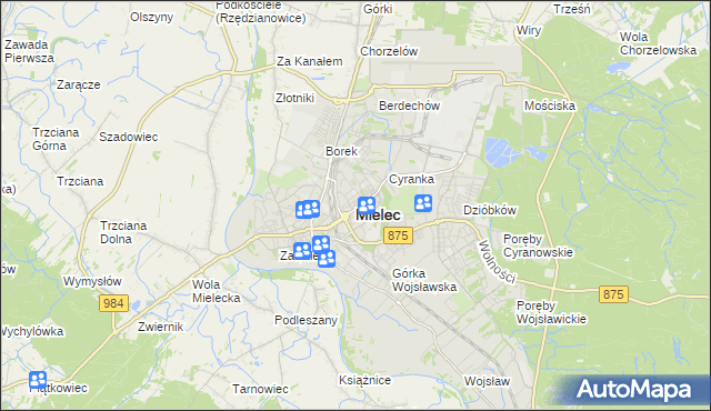 mapa Mielca, Mielec na mapie Targeo