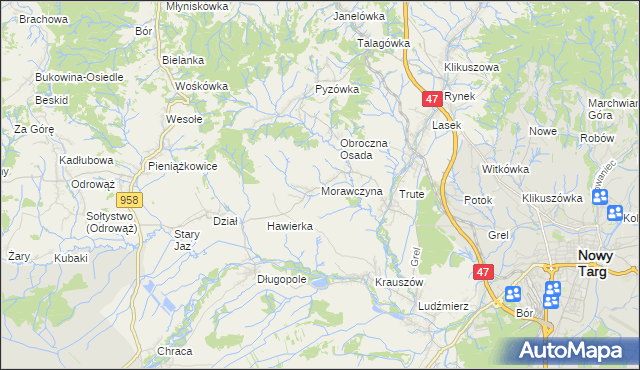 mapa Morawczyna, Morawczyna na mapie Targeo