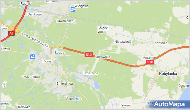 mapa Morawsko gmina Kobylanka, Morawsko gmina Kobylanka na mapie Targeo