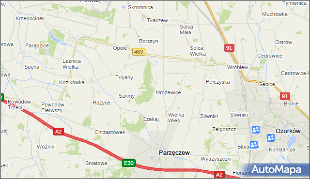 mapa Mrożewice, Mrożewice na mapie Targeo
