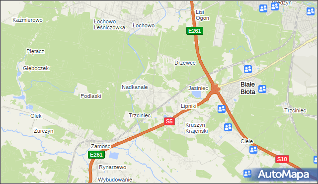 mapa Murowaniec gmina Białe Błota, Murowaniec gmina Białe Błota na mapie Targeo