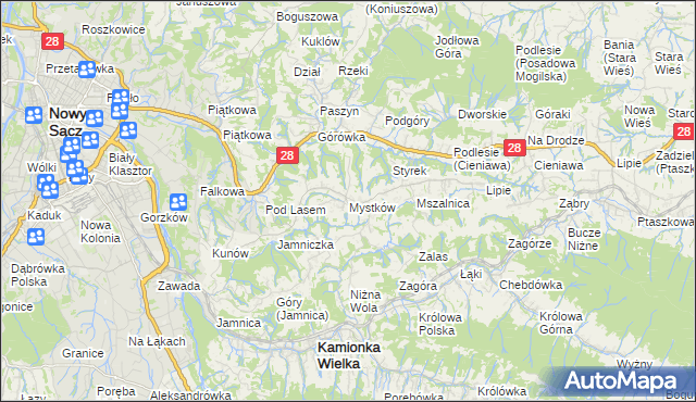 mapa Mystków, Mystków na mapie Targeo
