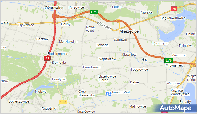 mapa Najdziszów, Najdziszów na mapie Targeo