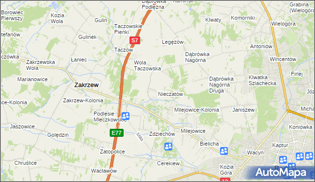 mapa Nieczatów, Nieczatów na mapie Targeo
