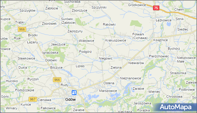 mapa Niegowić, Niegowić na mapie Targeo
