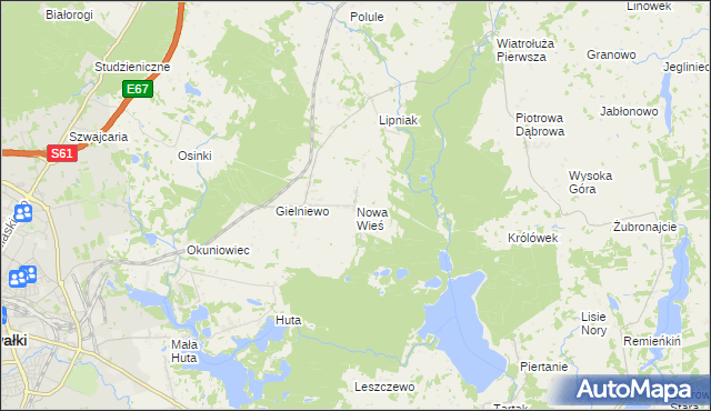 mapa Nowa Wieś gmina Suwałki, Nowa Wieś gmina Suwałki na mapie Targeo