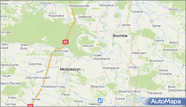mapa Nowe Mistrzewice, Nowe Mistrzewice na mapie Targeo